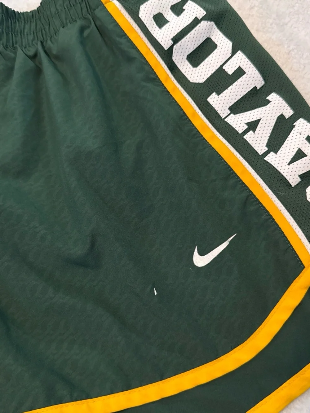 Nike Green and Gold Baylor Athletic Shorts